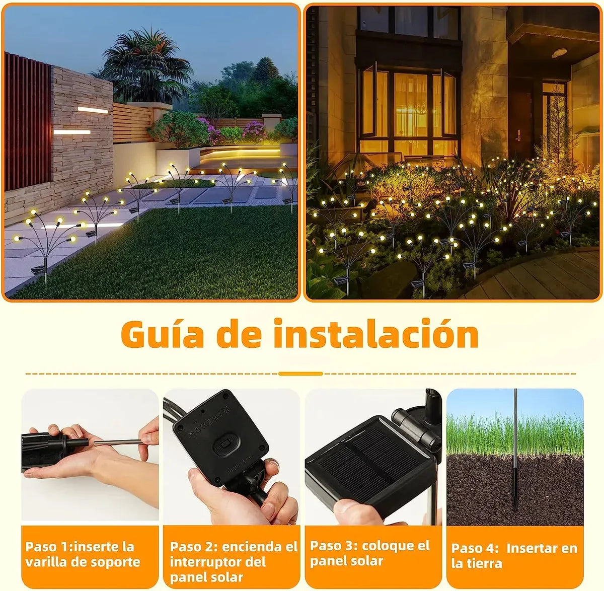 Luces Solares tipo Luciérnaga para Jardín - Pack x2 Estacas LED RGB Maylu