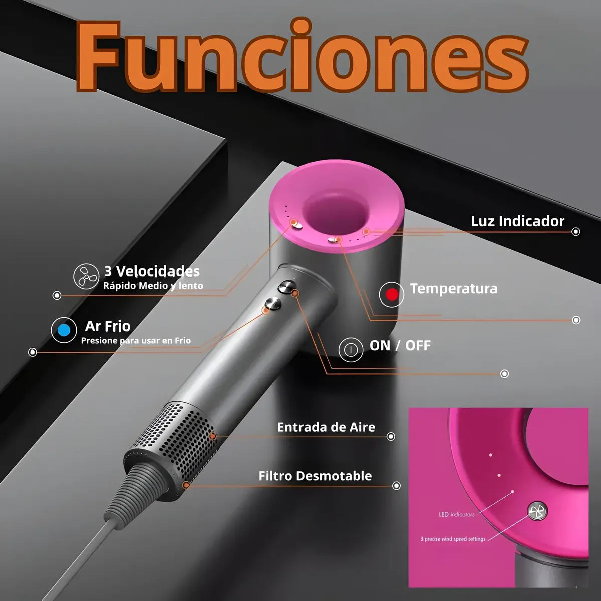 Secador de Pelo Supersonic Iónico Premium Potencia Profesional