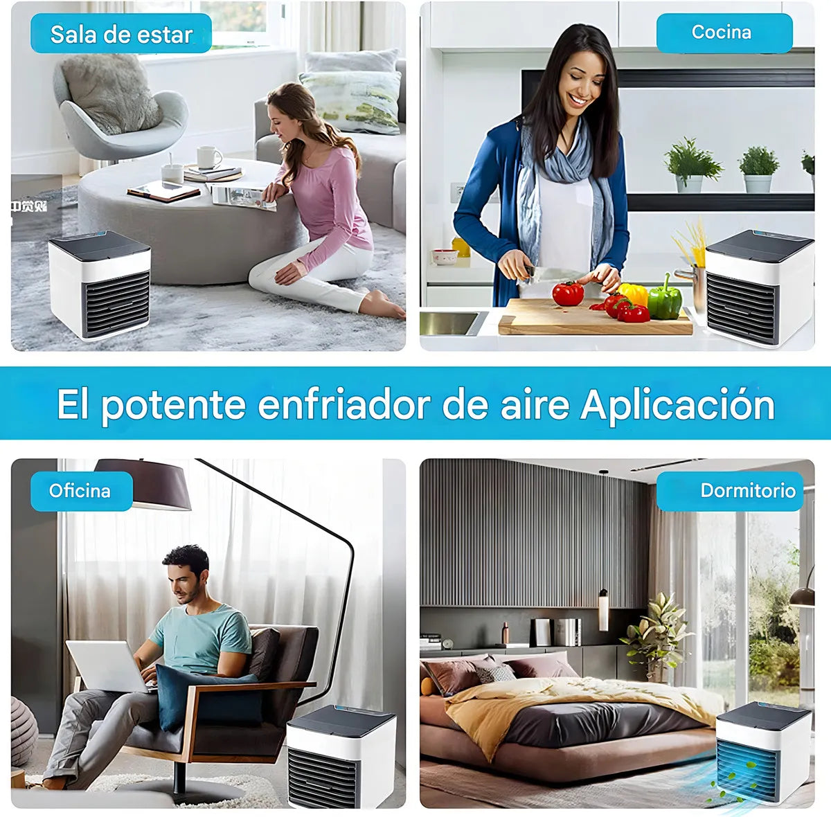 Aire Acondicionado Portátil USB 3 en 1: Enfriador, Purificador y Humidificador LED