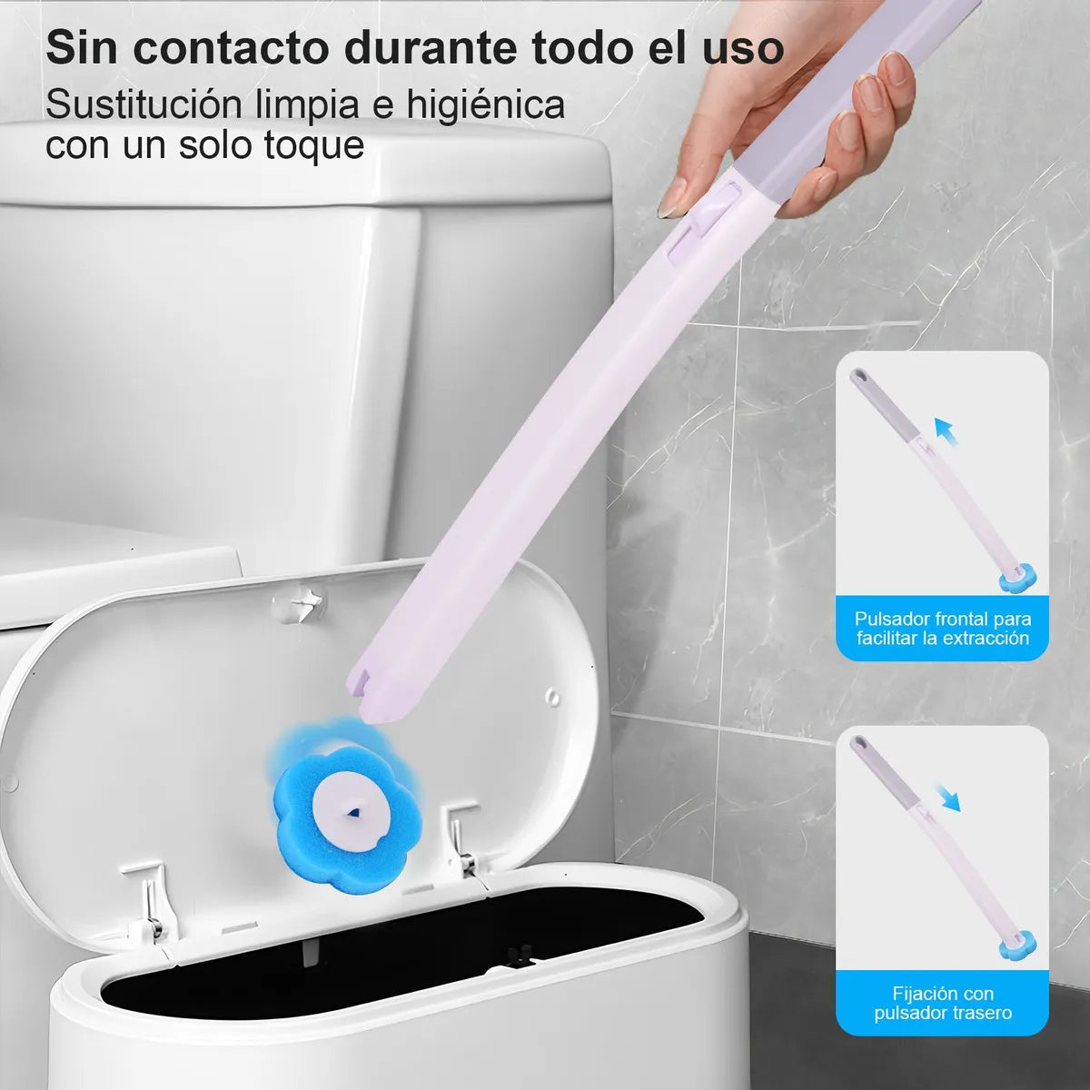 Cepillo de Baño Desechable 3 en 1: Limpieza Higiénica con Cabezales de Repuesto +10 REPUESTO GRATIS