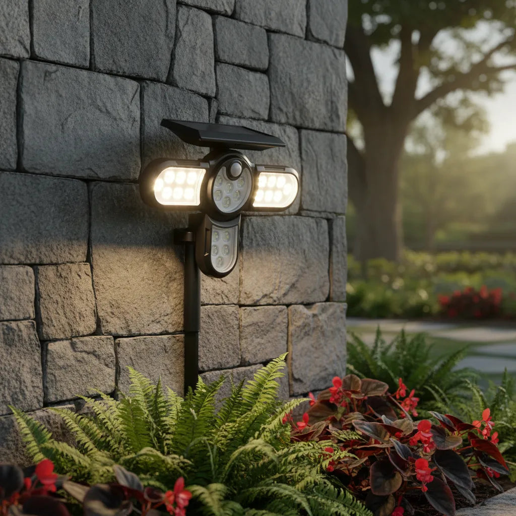 Foco LED RGB Solar para Jardín 150 LEDs | Sensor de Movimiento Exterior