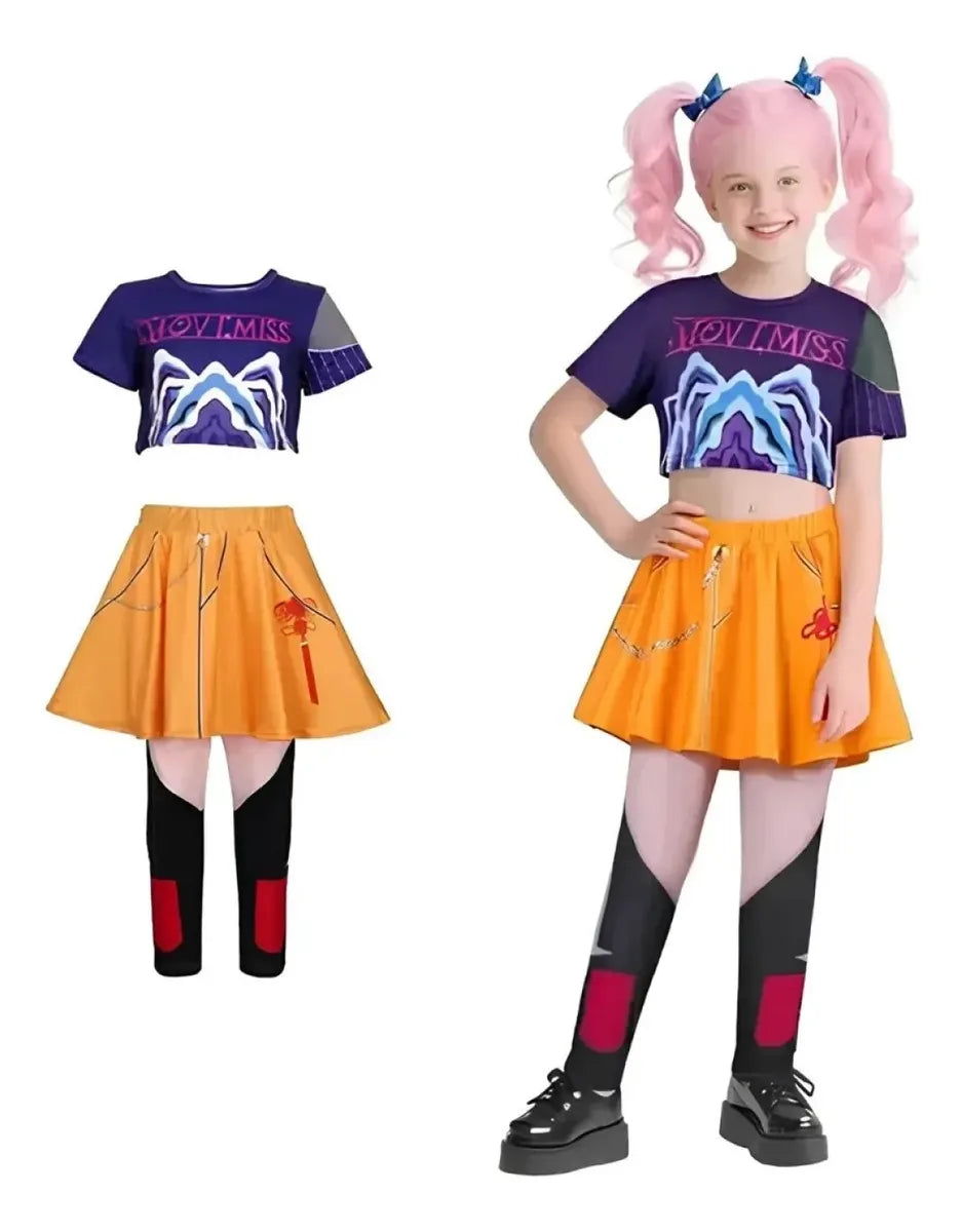 Disfraz K Pop Star Mira Niña Crop Top Falda Calza Fiestas