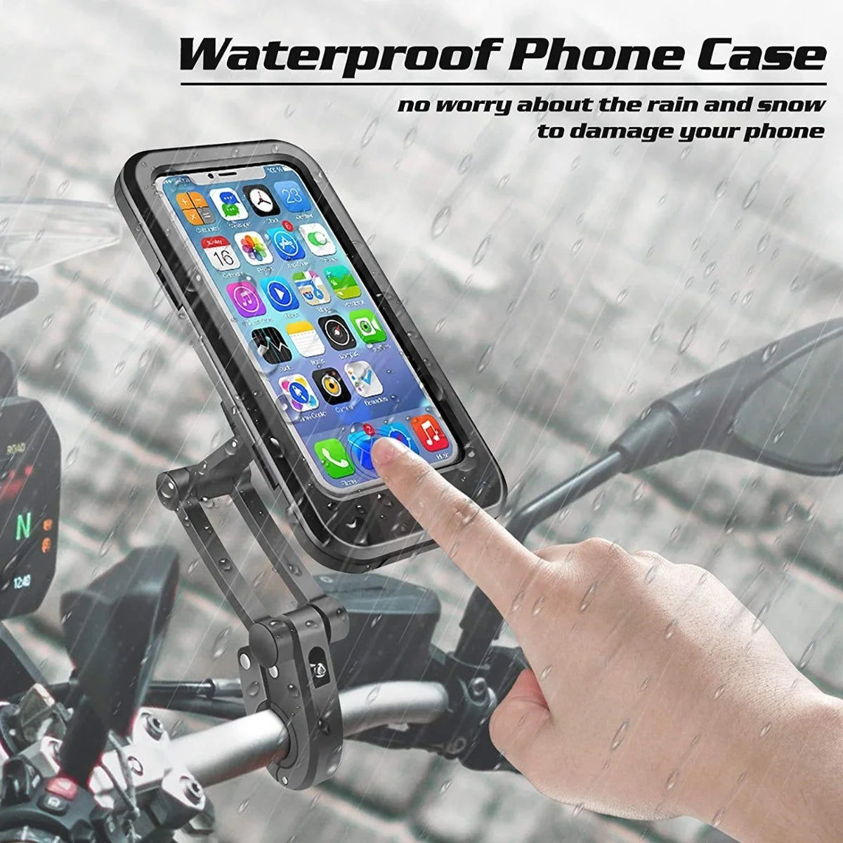 Soporte Celular Impermeable para Moto y Bici - Pantallas hasta 6.8", Táctil y Rotación 360° 🏍️📱🌧️