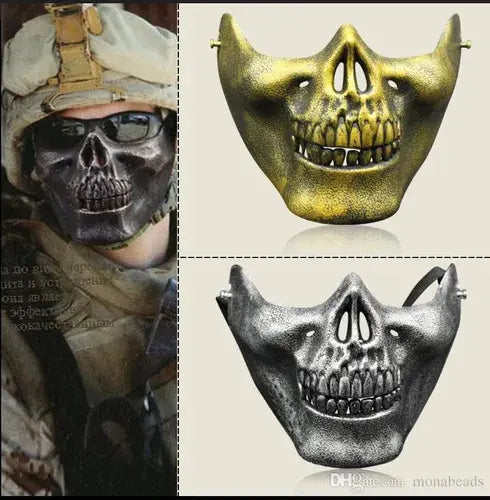 Mascara Calavera 2 Colores Media Cara Disfraz Terror Fiesta