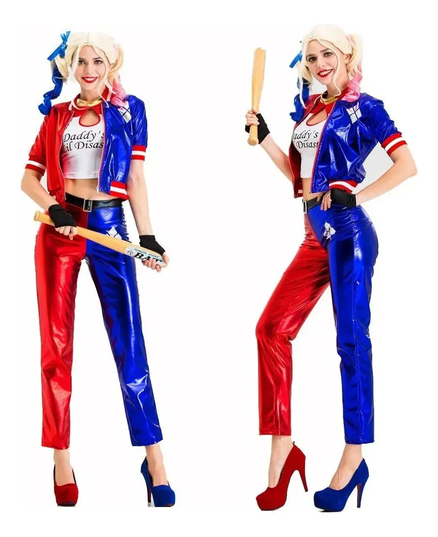 Disfraz De Harley Quinn Adulto Campera Remera Y Pantalón