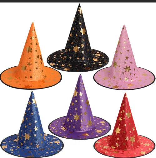 Sombrero De Bruja Brillante Con Estrellas Halloween Fiesta