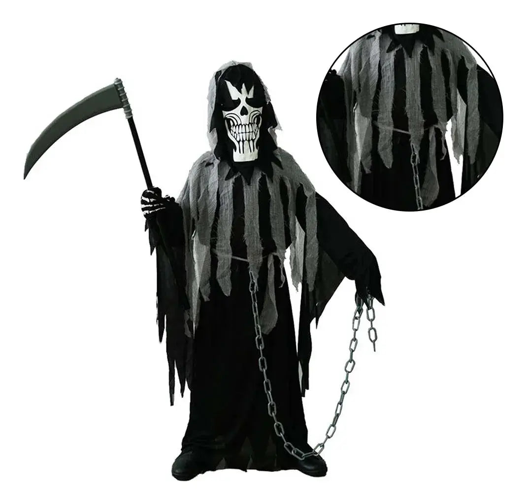Disfraz La Parca La Muerte Para Niños Halloween Completo