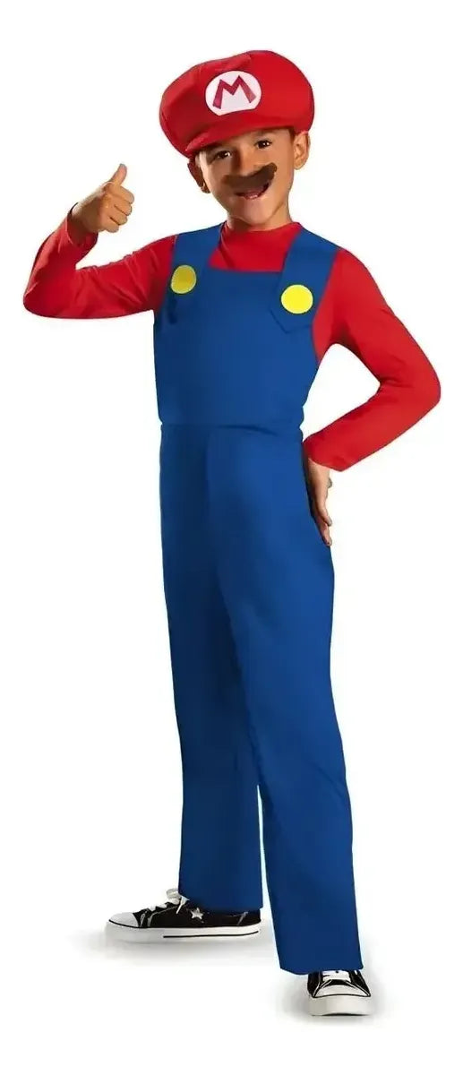 Disfraz Mario Bros Infantil Con Gorro Y Bigote Fiesta Deco
