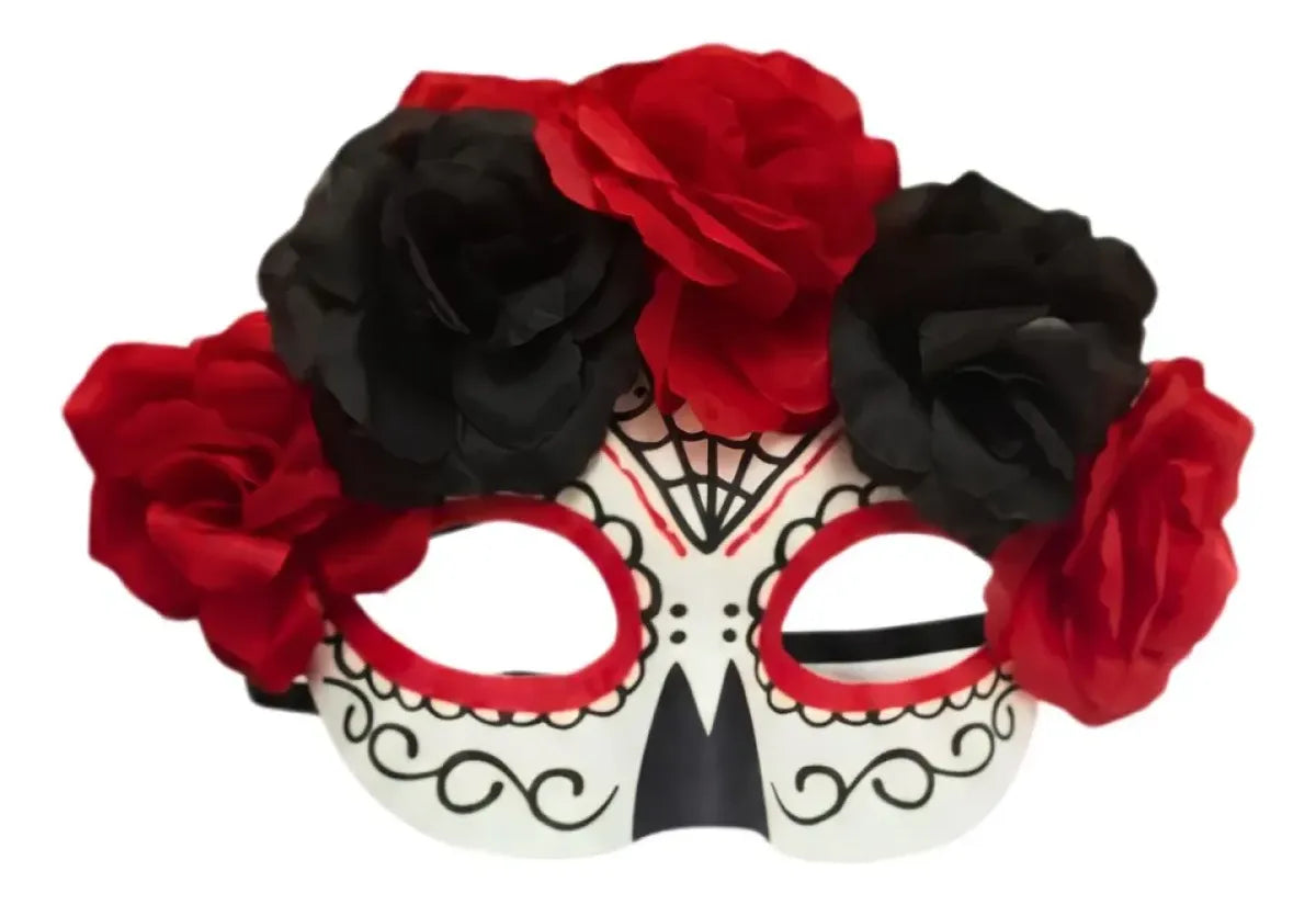 Antifaz Catrina Mascara Rosas Halloween Disfraz Calavera