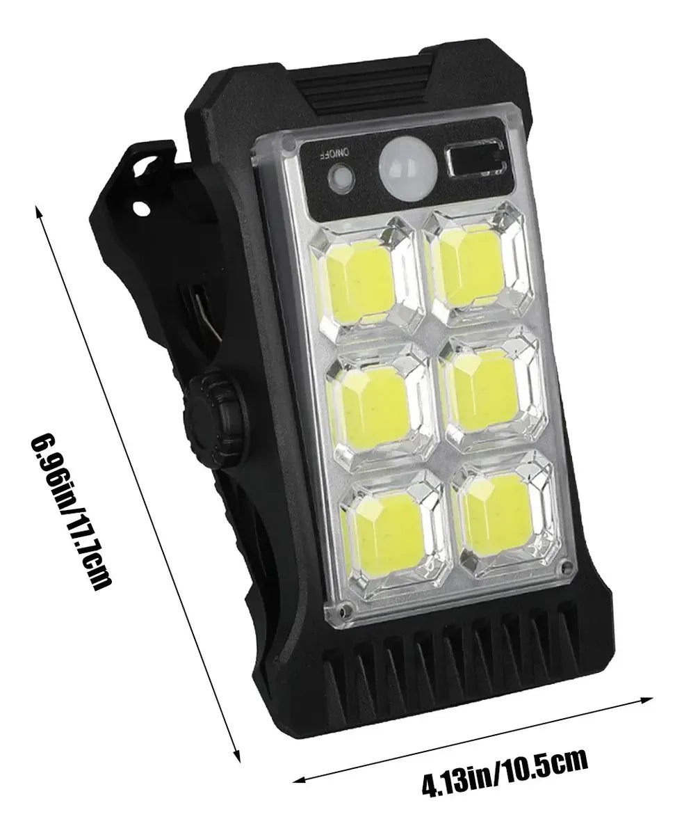 Foco LED COB Solar con Clip y Sensor de Movimiento | USB e Impermeable
