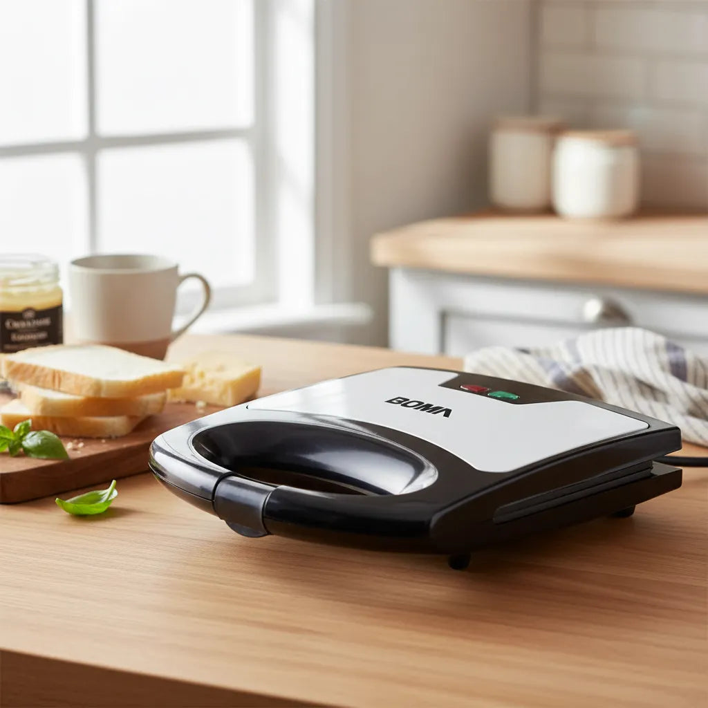 Sandwichera Boma 750W: Acero Inoxidable y Tostados Perfectos