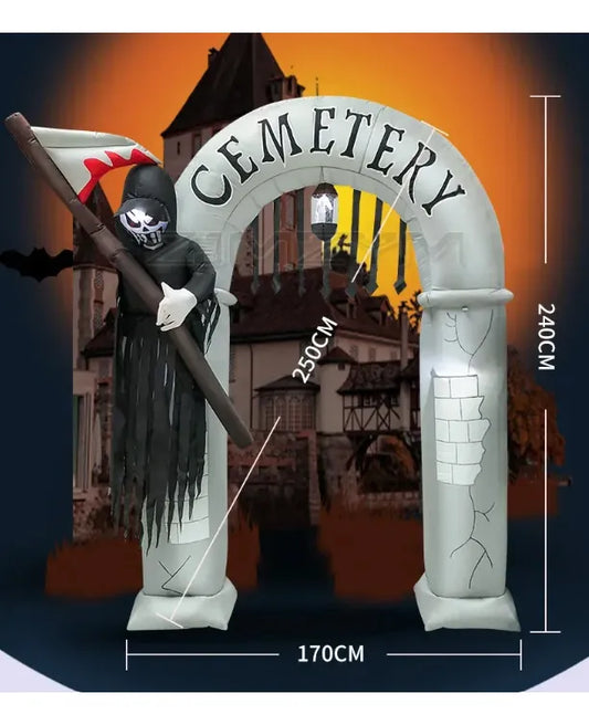 Arco Inflable Halloween Cementerio Con Luz 2.40 Mts 220v