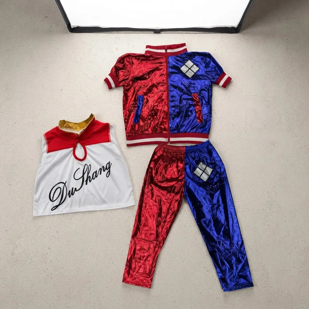 Disfraz De Harley Quinn Malvada Niña Campera Remera Pantalon