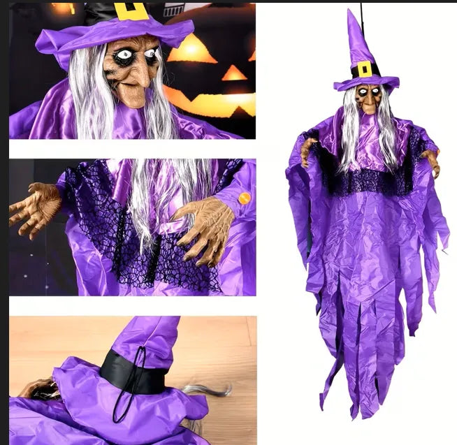 Bruja Colgante Con Luz Y Sonido Halloween Adorno 150 Cm