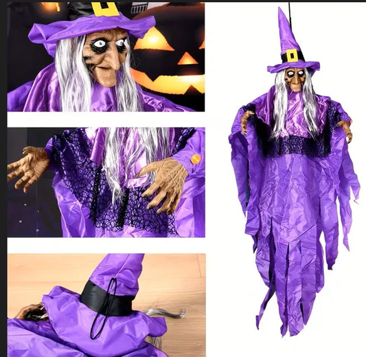 Bruja Colgante Con Luz Y Sonido Halloween Adorno 150 Cm