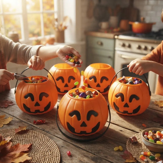 Set 6 Mini Calabazas Carameleras Balde Halloween Cotillon