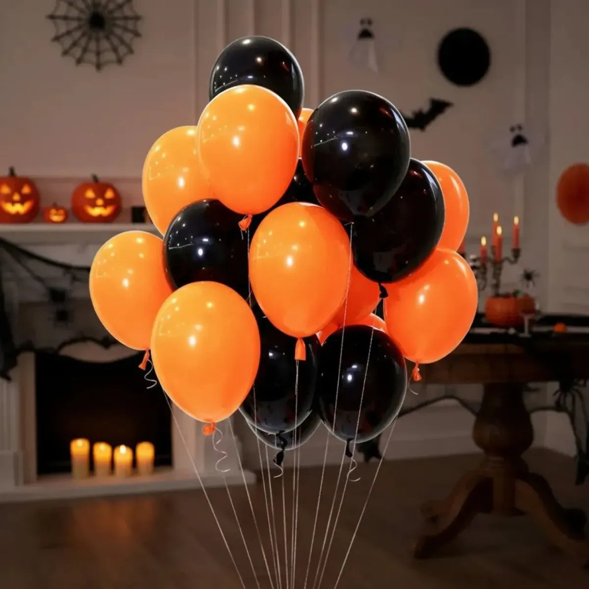 Pack 50 Globos Naranja Y Negro Halloween Cotillon Fiesta
