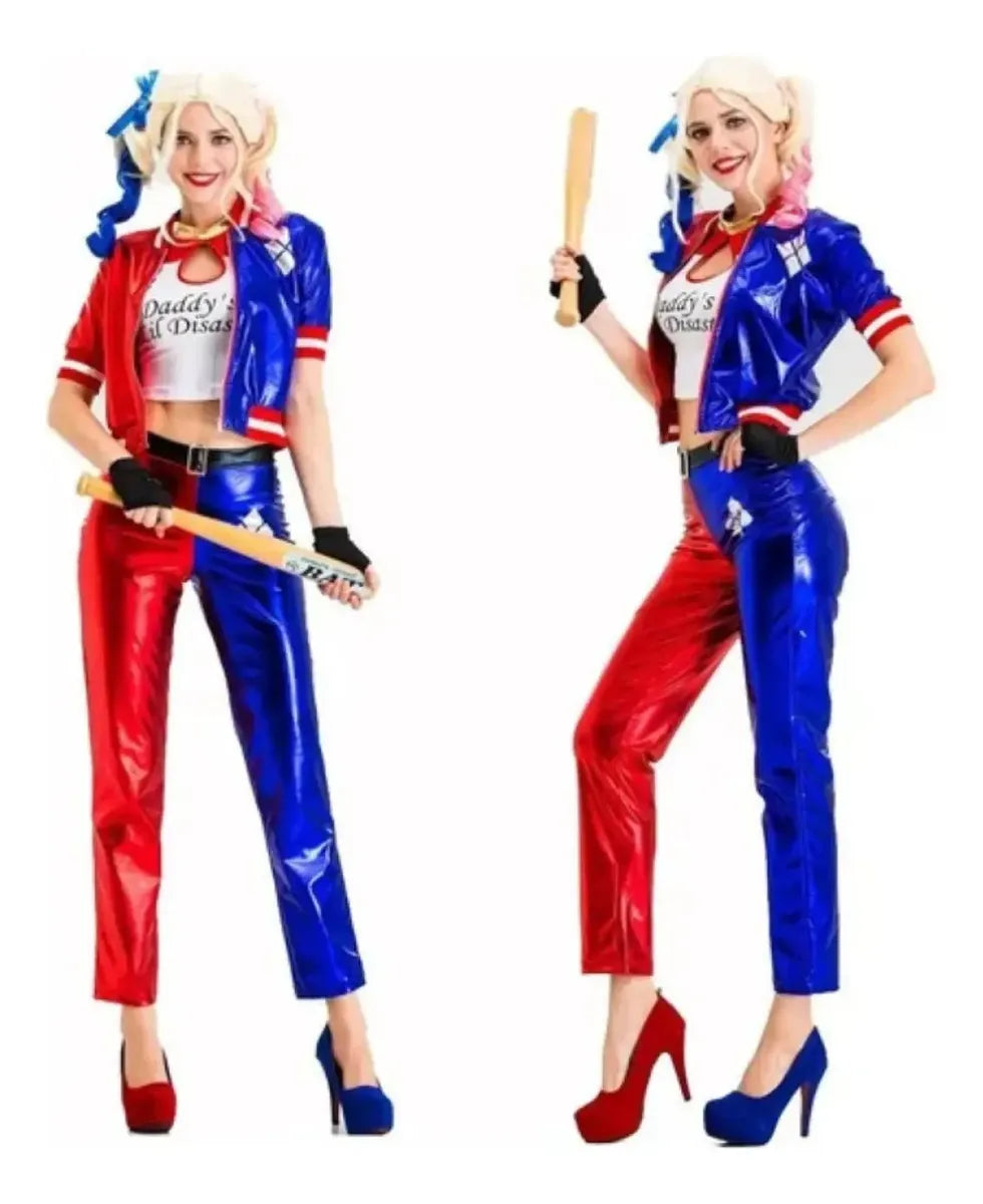 Disfraz De Harley Quinn Adulto Campera Remera Y Pantalón