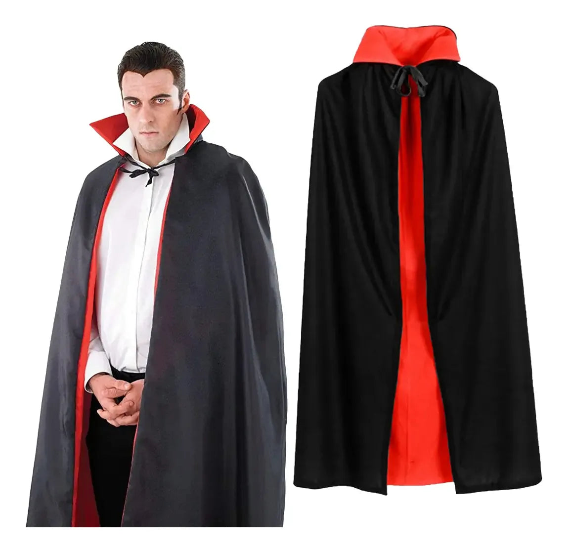 Capa Dracula Vampiro Reversible 140cm Halloween Fiesta