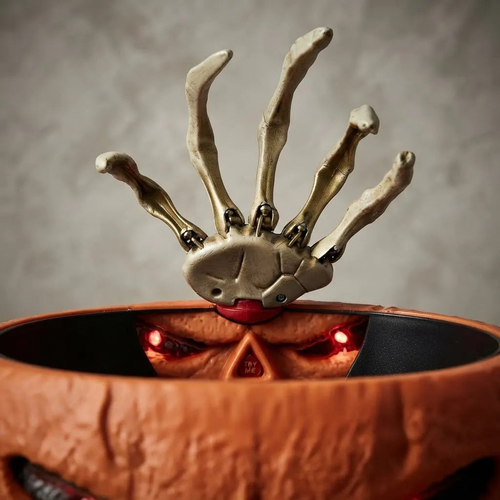 Caramelera Halloween Con Sensor Movimiento Luz Sonido Mano