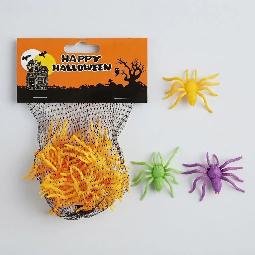 Set De 12 Arañas De Halloween Para Decoración Y Cotillón