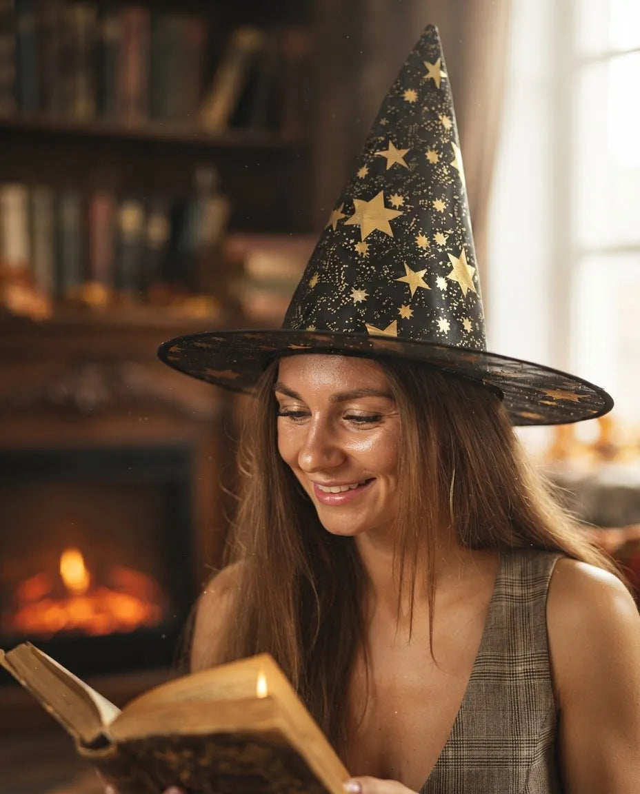 Gorro De Bruja Con Estrellas Disfraz Cotillon Halloween
