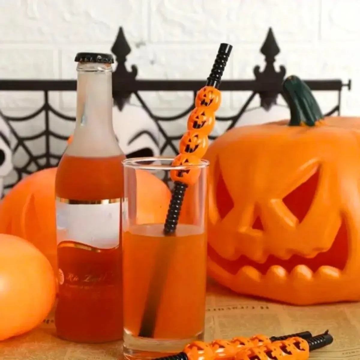 Set 5 Sorbitos Calabaza Halloween Pajitas Sorbetes Fiesta