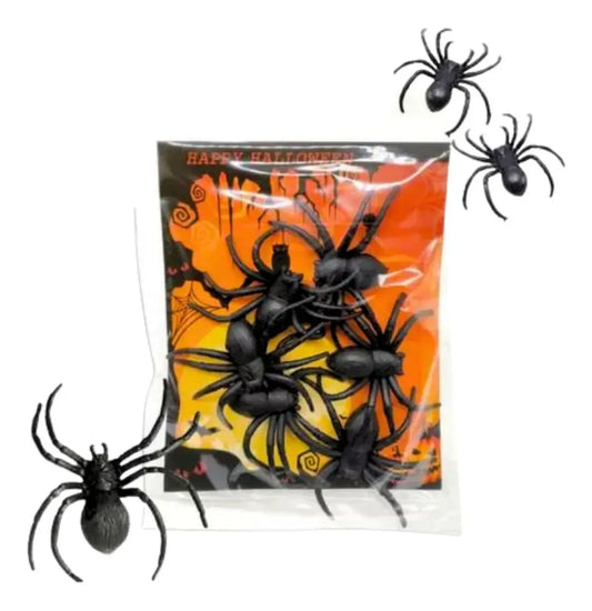 Set 6 Aranas Halloween Decoracion Cotillon Broma Juguete