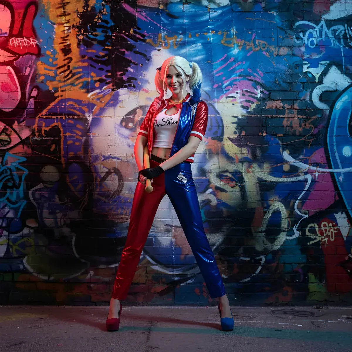 Disfraz De Harley Quinn Adulto Campera Remera Y Pantalón