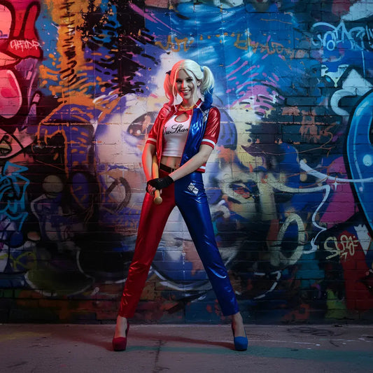 Disfraz De Harley Quinn Adulto Campera Remera Y Pantalón