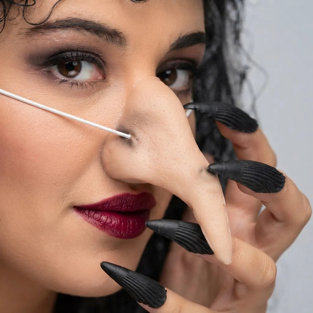 Set De Bruja Halloween Unas Largas Nariz Disfraz Accesorio