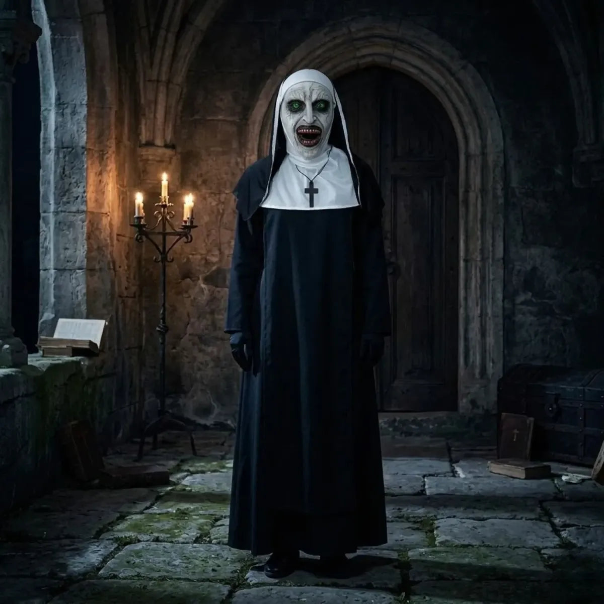 Máscara De Monja Sangrienta Halloween Para Disfraz Y Terror