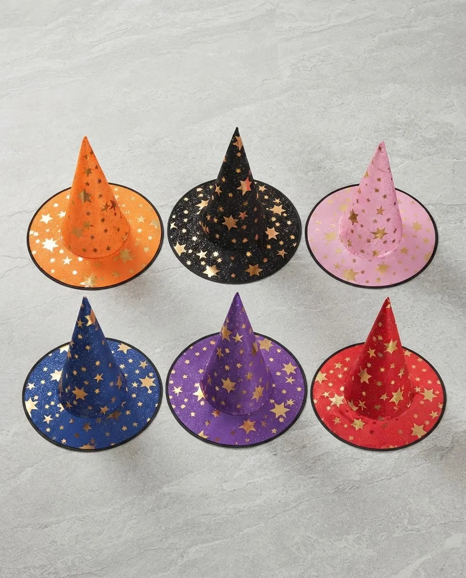 Sombrero De Bruja Brillante Con Estrellas Halloween Fiesta