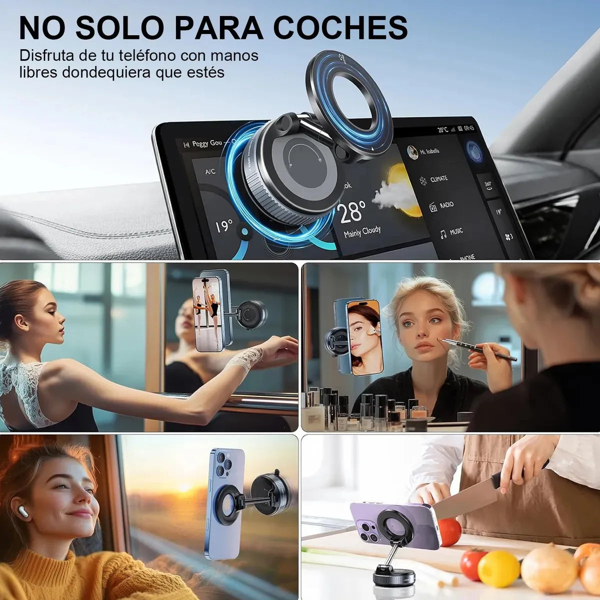 Soporte Magnético para Celular: Agarre Ultra Fuerte y Rotación 360°