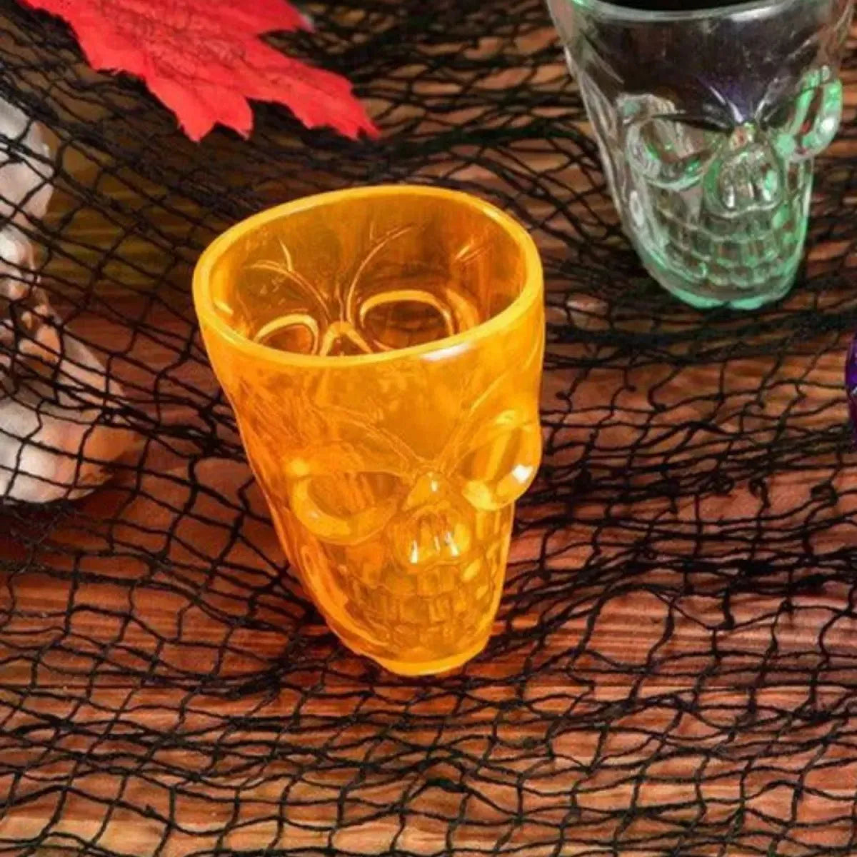 Vaso De Shot Calavera Naranja Halloween Chupito Tragos Fiesta