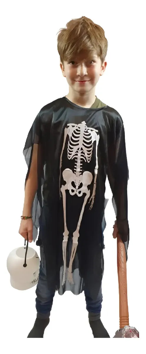 Túnica Disfraz De Esqueleto Y Calavera Niños Para Halloween