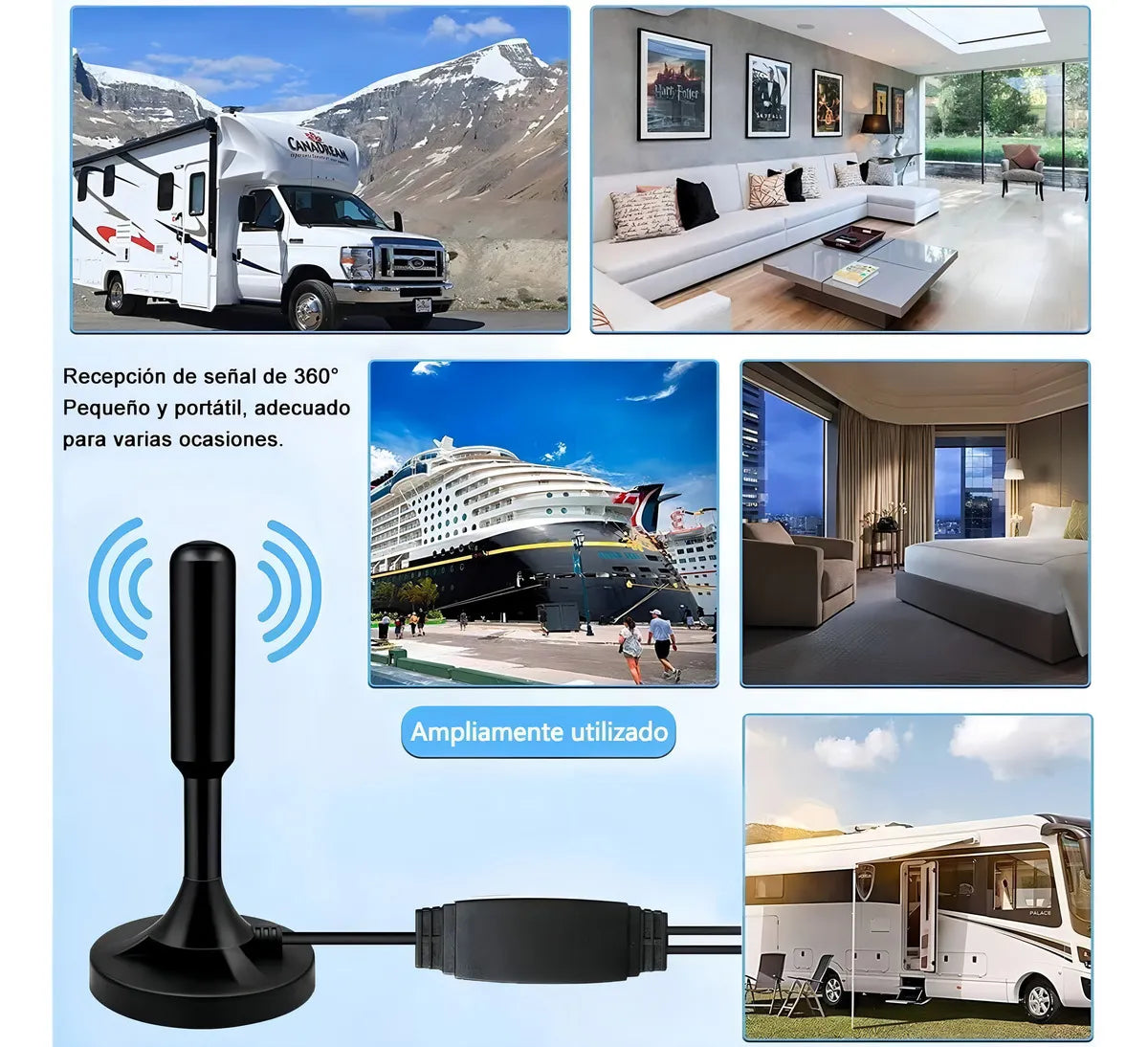 Antena TV Digital HD con Amplificador USB: Señal Perfecta Sin Pagar Mensualidades