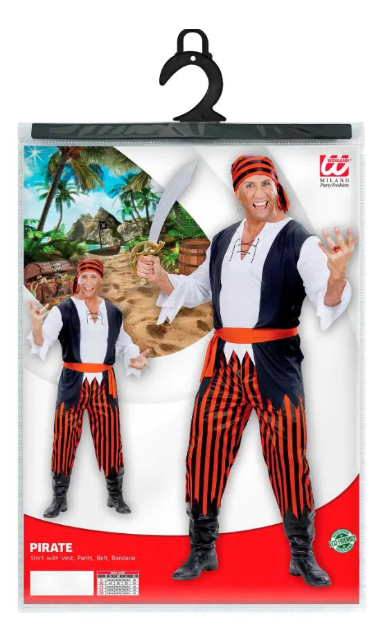 Disfraz De Pirata Adulto Halloween Con Remera Y Chaleco