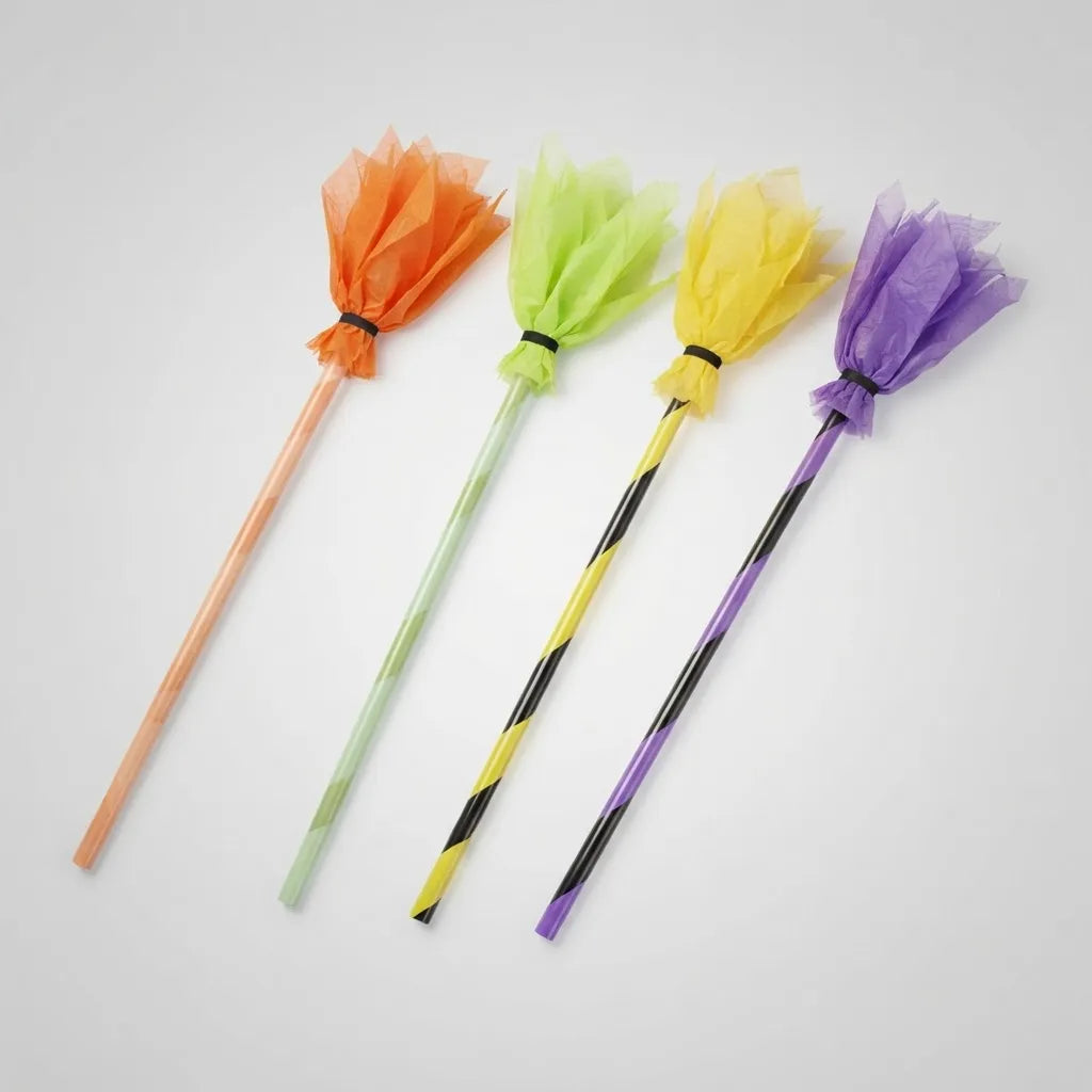 Escoba De Bruja Con Tul Disfraz Halloween Accesorio Cotillon