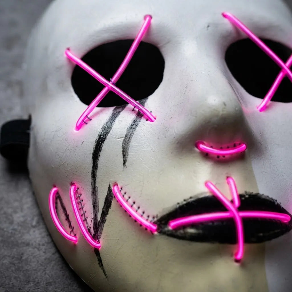 Mascara Blanca Calavera Con Luz Led Neon Control Halloween Agregar a favoritos $ 884