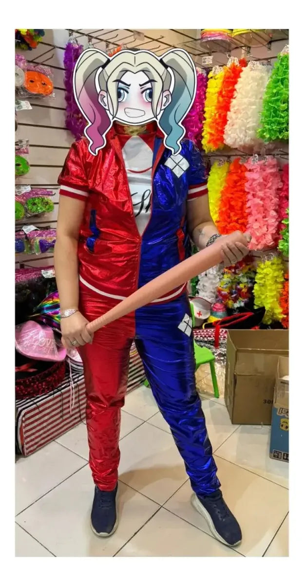 Disfraz De Harley Quinn Adulto Campera Remera Y Pantalón