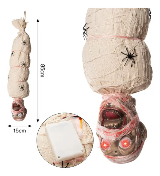 Cadaver Capullo Halloween Con Luz Sonido Movimiento 70 Cm