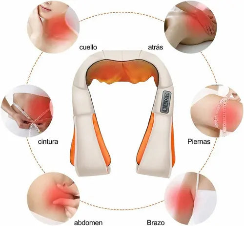 Masajeador Eléctrico Shiatsu con Calor Infrarrojo - Cuello, Espalda y Piernas