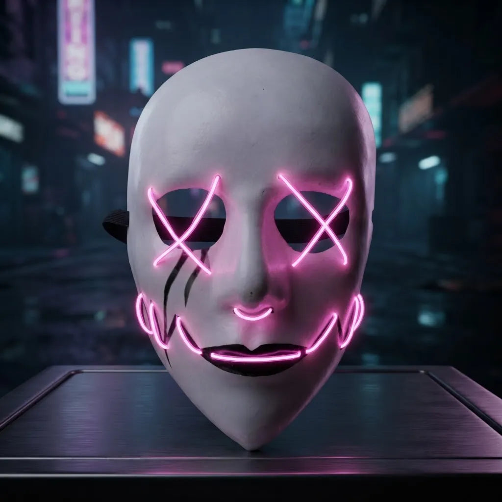 Mascara Blanca Calavera Con Luz Led Neon Control Halloween Agregar a favoritos $ 884