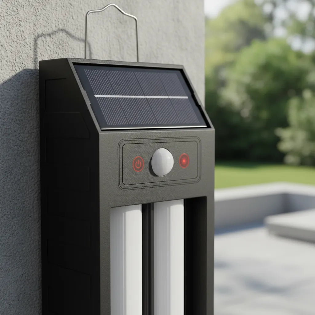 Lámpara Doble LED Solar con Sensor Movimiento | Luz Fría Cálida y RGB
