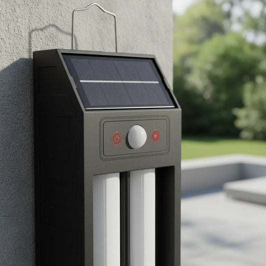 Lámpara Doble LED Solar con Sensor Movimiento | Luz Fría Cálida y RGB