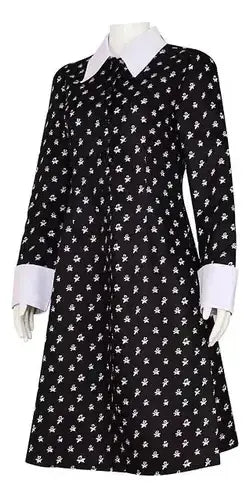 Disfraz Merlina Familia Addams Vestido Con Calaveras Niña
