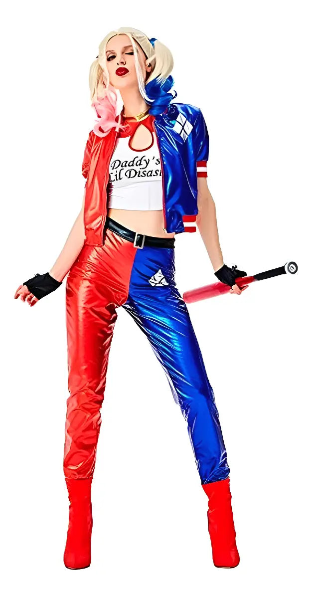 Disfraz De Harley Quinn Adulto Campera Remera Y Pantalón