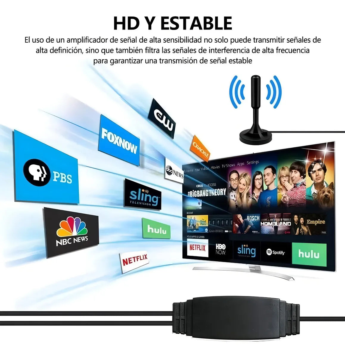 Antena TV Digital HD con Amplificador USB: Señal Perfecta Sin Pagar Mensualidades