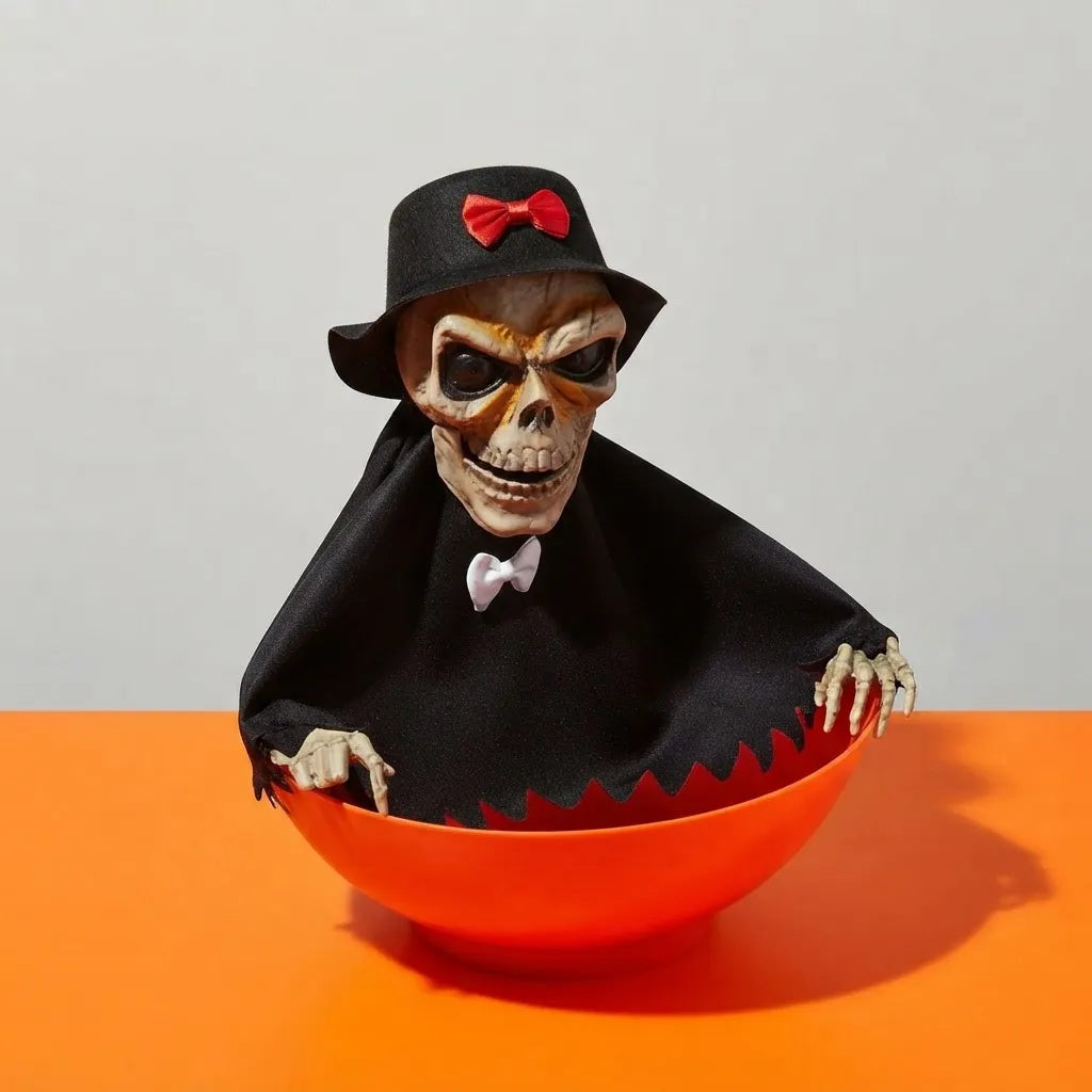 Caramelera Deco Con Luz Y Sonido 25cm Halloween Dulces
